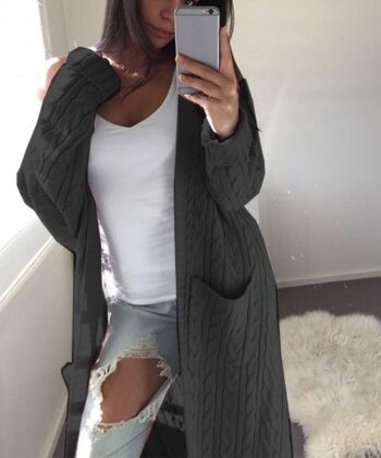 Double pocket full body twist sweater